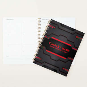 Black and red metallic geometric design planner