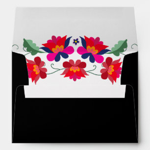 Black and Red Mexican Floral Fiesta Wedding Envelope