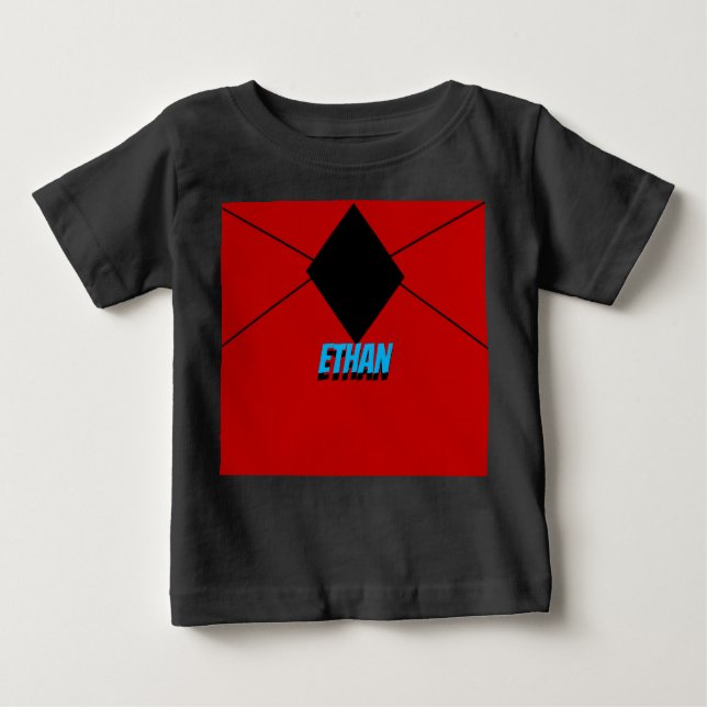 Black and Red minimal linear black diamond  Baby T-Shirt (Front)