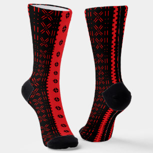 Black And Red Modern Mudcloth Fashion Socks