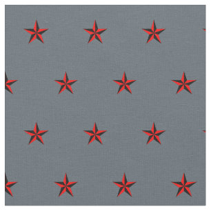 Black and Red Nautical Star Pattern on Slate Grey Fabric