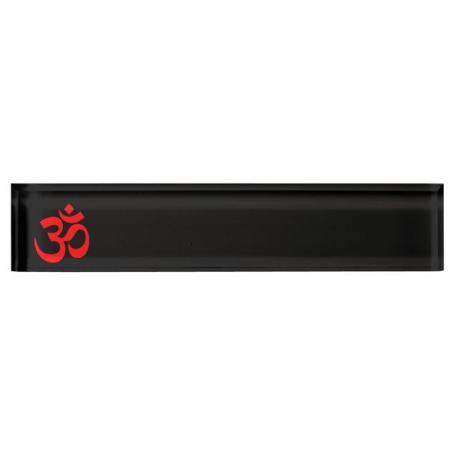 Black and Red Om Symbol Nameplate (Front)