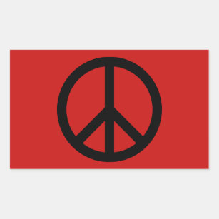 Black and Red Peace Symbol Rectangular Sticker