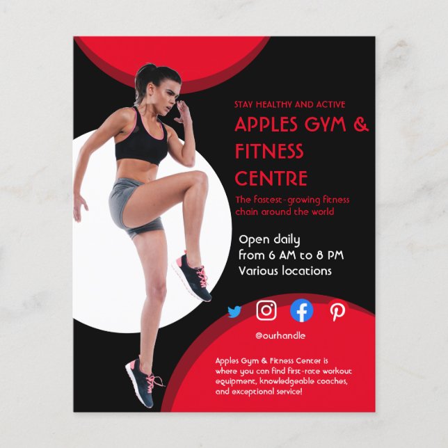 black and red Photo gym personal trainer fit Flyer (Front)
