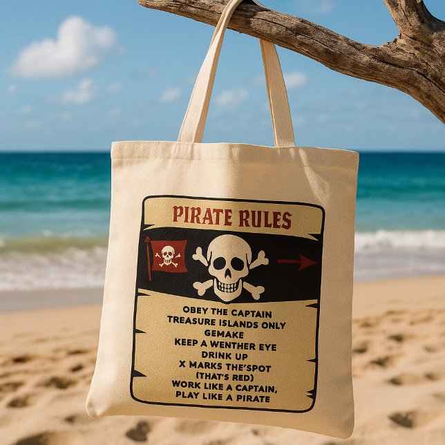 black and red Pirate Rules Tote Bag (Creator Uploaded)