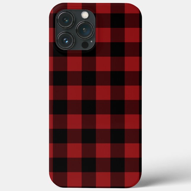 Black and Red Plaid Check IPhone Case (Back)