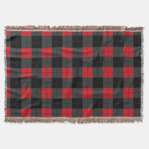 Black and Red Plaid Check Throw Blanket