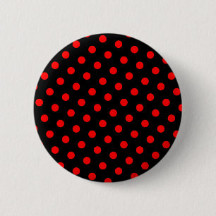 Black and Red Polka Dots 6 Cm Round Badge