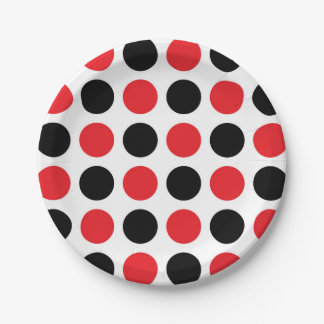Black and Red Polka Dots Paper Plate