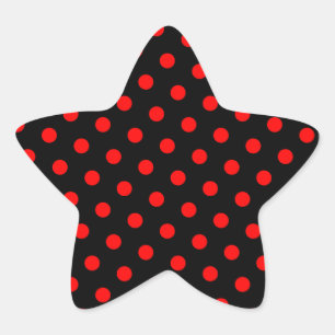 Black and Red Polka Dots Star Sticker