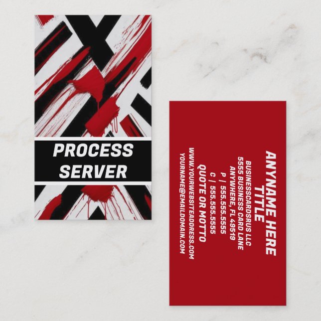 Black and Red Process Server Business Card (Front/Back)