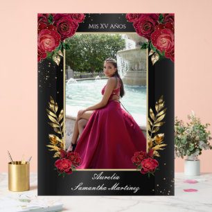 Black and Red Quinceañera Entry Acrylic Sign
