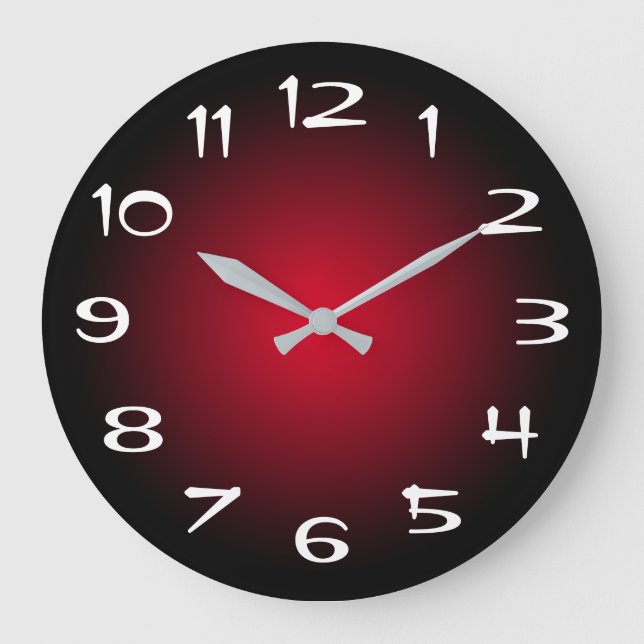 Black and Red Radial Gradient Large Clock (Front)