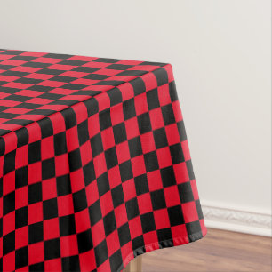 black and  red - retro chequerboard tablecloth