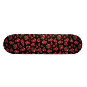 Black and Red Rose Pattern Girls skateboard