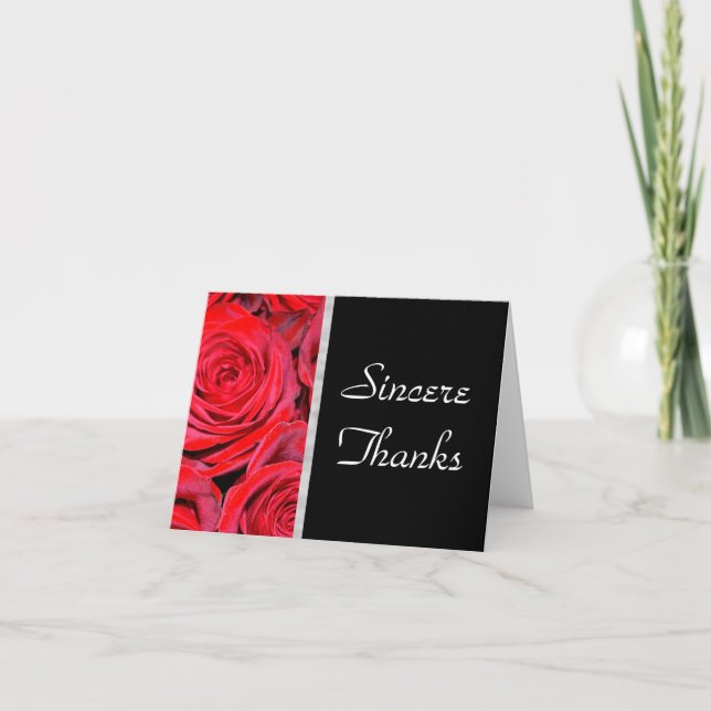 Black and Red Roses Thank You Card (Front)