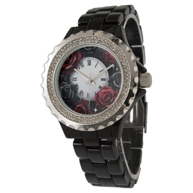 Black and Red Roses Watch (Angled)