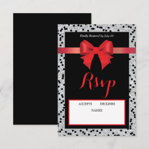 Black and Red Rsvp card with bow