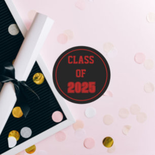 Black and Red School Class Year Classic Round Sticker