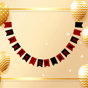 Black and Red School Colors Class Year Bunting