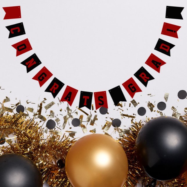 Black and Red School Colours Graduation Bunting (In Situ)