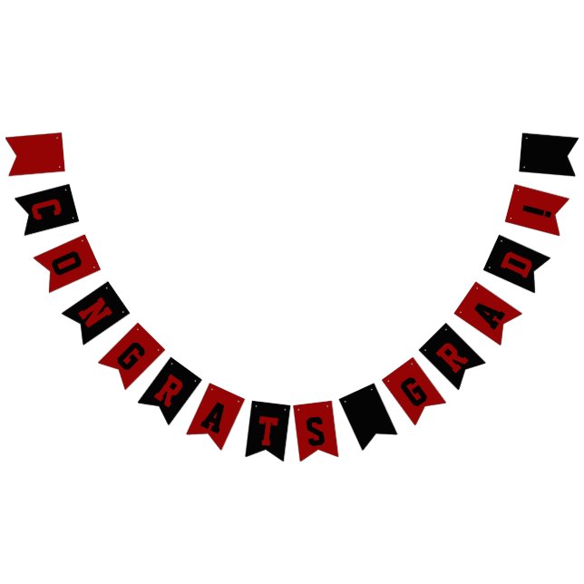 Black and Red School Colours Graduation Bunting (All)