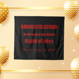 Black and Red School Colours Graduation Tapestry