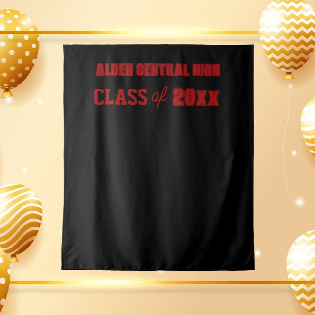 Black and Red School Colours Photo Backdrop Tapestry (In Situ)