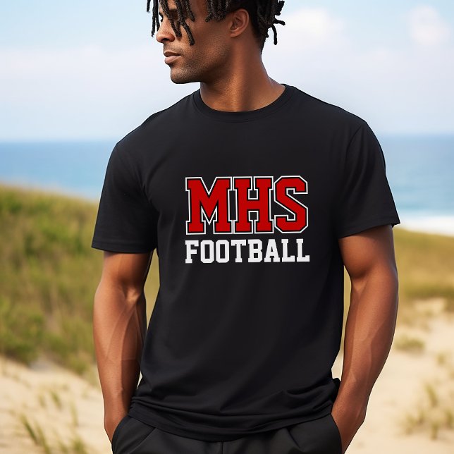 Black and Red School Spirit Custom Football Team T-Shirt (Creator Uploaded)