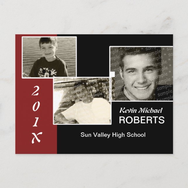 Black and Red Scrapbook style Grad Invite (Front)