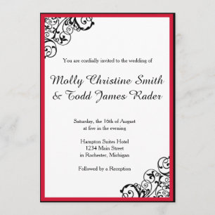 Black and Red Scroll Invite