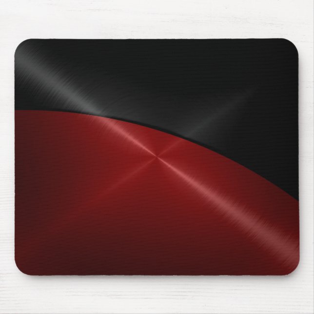 Black and Red Shiny Stainless Steel Metal Mouse Pad (Front)