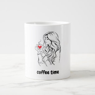 Black and Red Simple Illustration Coffee Time Mug