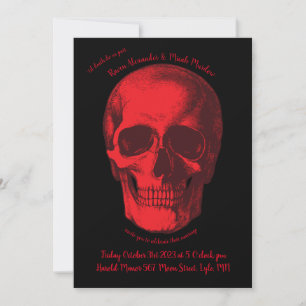 Black and Red Skull Gothic Wedding Invitation