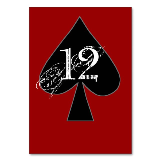 Black and Red Spades Custom Table Number (Front)