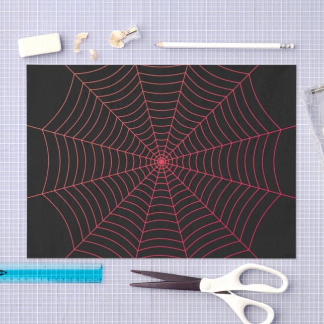 Black and red spider web Halloween pattern Tissue Paper (Craft)