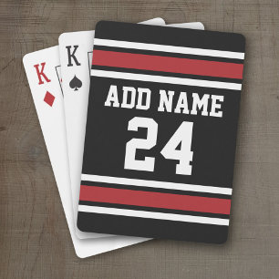 Black and Red Sports Jersey Custom Name Number Playing Cards