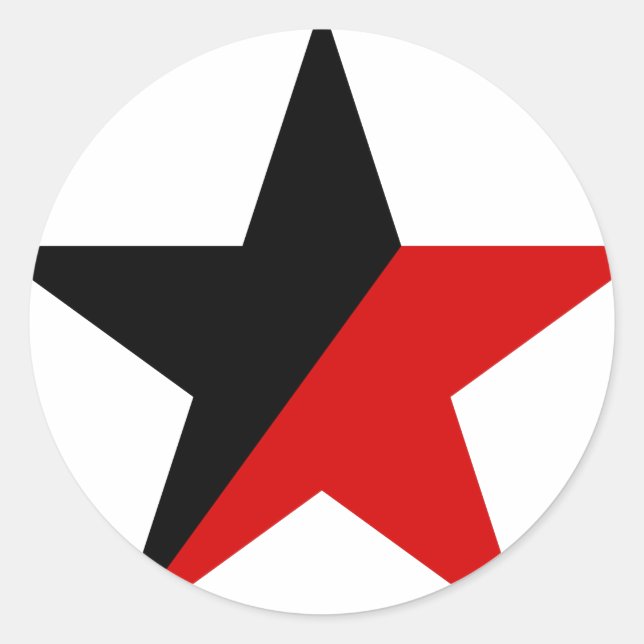 Black and Red Star Anarcho-Syndicalism Anarchism Classic Round Sticker (Front)