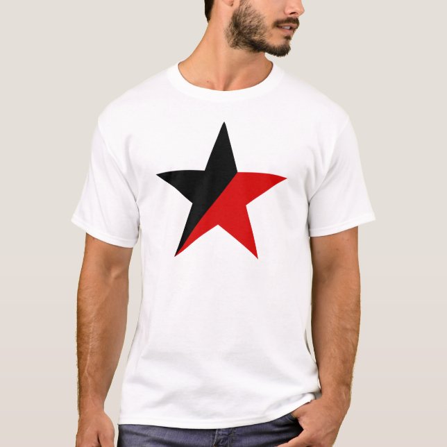 Black and Red Star Anarcho-Syndicalism Anarchism T-Shirt (Front)