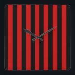 Black and Red Stripe Square Wall Clock<br><div class="desc">Black and Red Stripe</div>