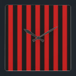 Black and Red Stripe Square Wall Clock<br><div class="desc">Black and Red Stripe</div>