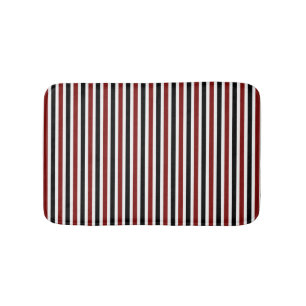 Black and red striped pattern modern bath mat