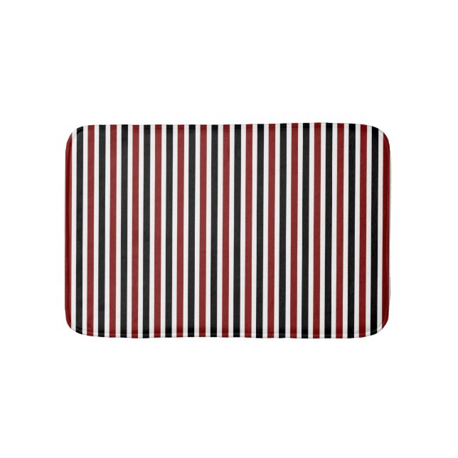 Black and red striped pattern modern bath mat (Front)
