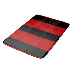 Black and Red Stripes Bath Mat