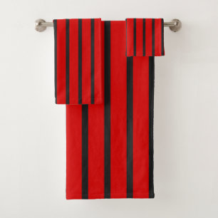 Black and Red Stripes Bath Towel Set