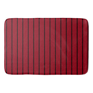Black and Red Stripes Geometric Pattern Bath Mat