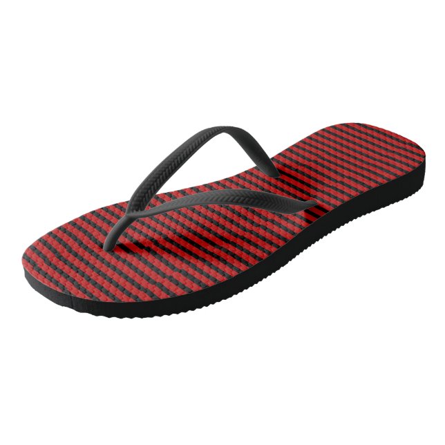 Black and Red Stripes Jandals (Angled)