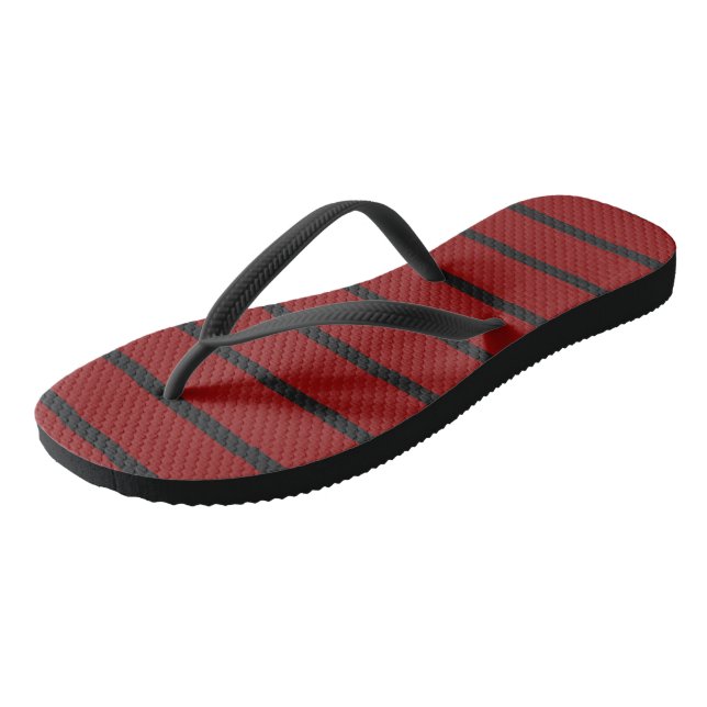 Black and Red Stripes Jandals (Angled)