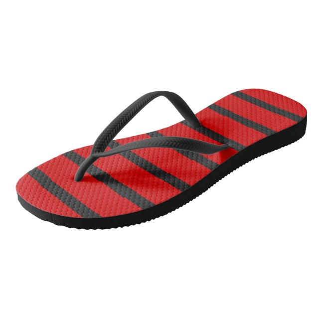 Black and Red Stripes Jandals (Angled)