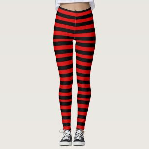 Black and Red Stripes Leggings